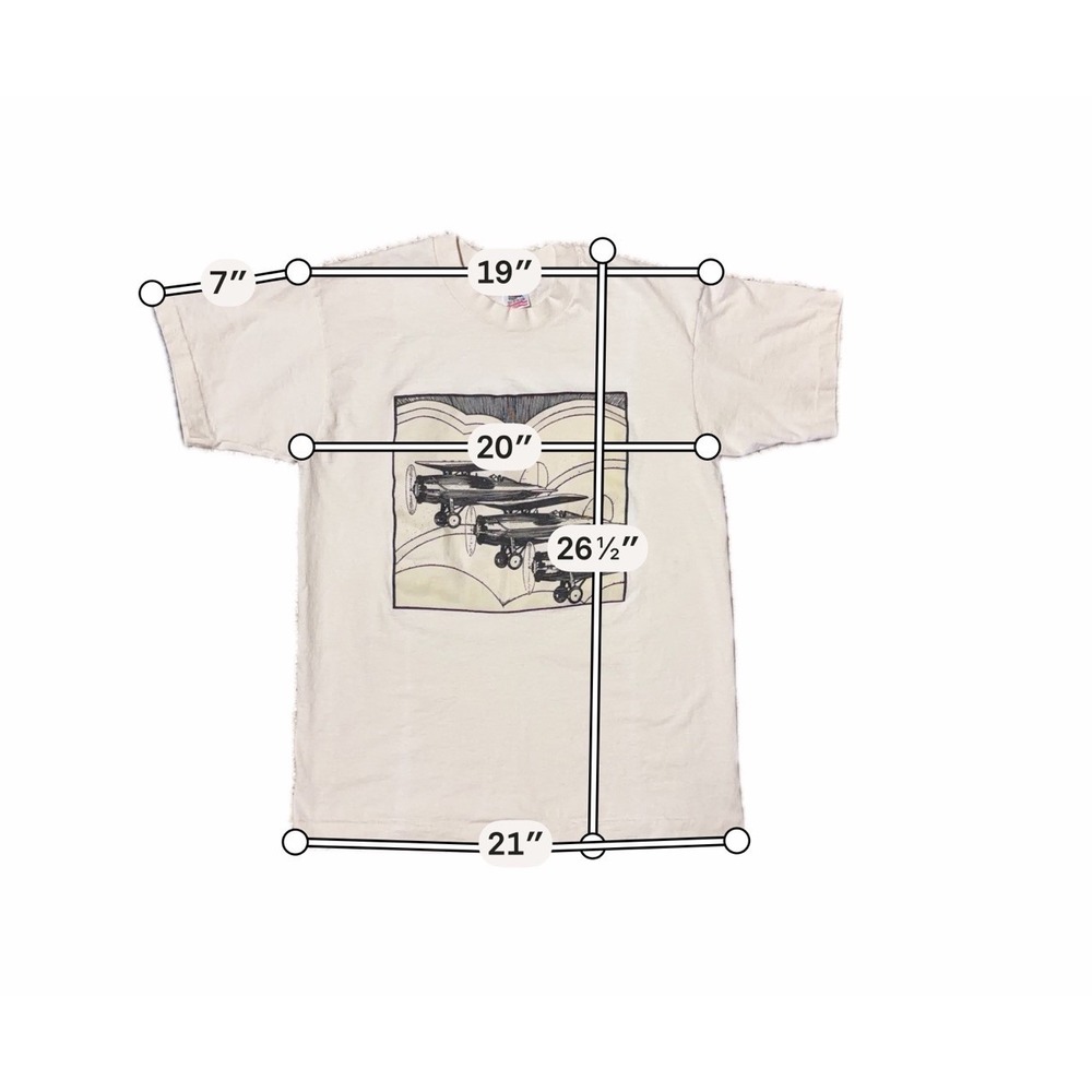 Vintage 90s Fruit of the Loom USA Single Stitch T-Shirt Large Aviator Plane READ - Picture 9 of 9